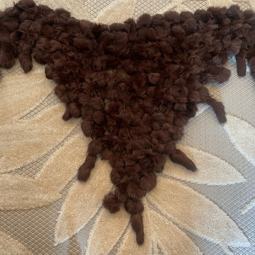Vintage 100 Real Rabbit fur Handmade Brown Knitted Scarf